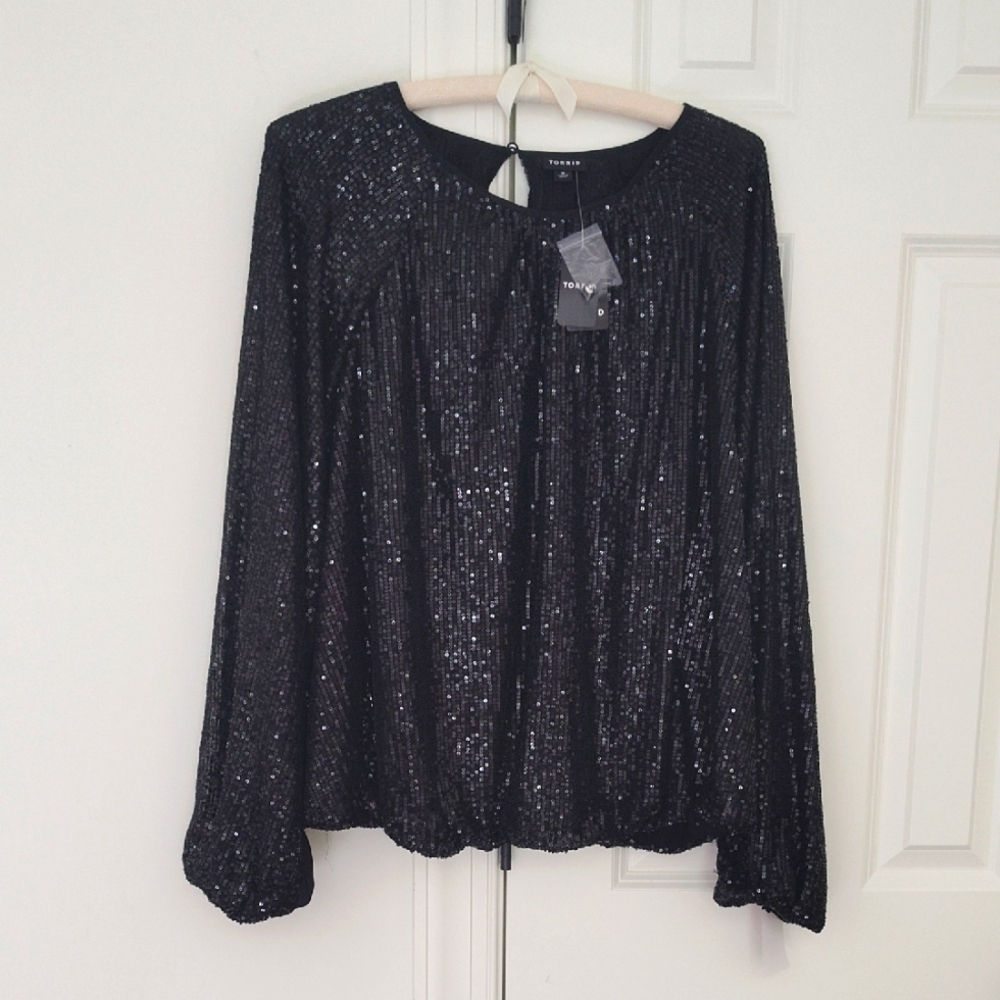 NWT Torrid Sequin Bubble Hem Blouse 3X - Picture 3 of 16